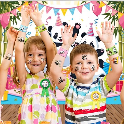 48PCS Panda Party Set - 24PCS Temporary Tattoos & 24PCS Slap Bracelets - Perfect for Panda-Themed Birthday Parties, Baby Showers, Classroom Rewards & Cute Gifts for Girls & Boys