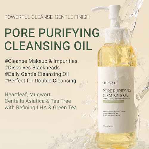 Pore Purifying Cleansing Oil ? Korean Face Wash with Centella, Tea Tree, Green Tea & LHA ? Gentle Makeup Remover for Sensitive, Acne-Prone Skin, Deep Pore Cleanser, 6.76 fl oz