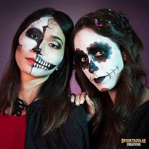 Spooktacular Creations Halloween Makeup Palette 3 Colors, Face Body Paint Makeup Wheel Waterproof Zombie Skeleton Cosplay Face Painting for Adult and Kids (0.35 Oz,White Black Red )