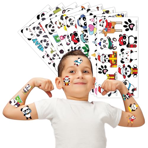Panda Temporary Tattoos for Kids Themed Panda Birthday Party Supplies, Decorations, and Gifts for Kids Super Cute 96PCS Tattoos Stickers for Girls and Boys, Classroom Prizes, Christmas Fun