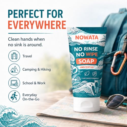 Nowata Waterless Hand Cleanser, Plant-Based No-Rinse Soap 100mL
