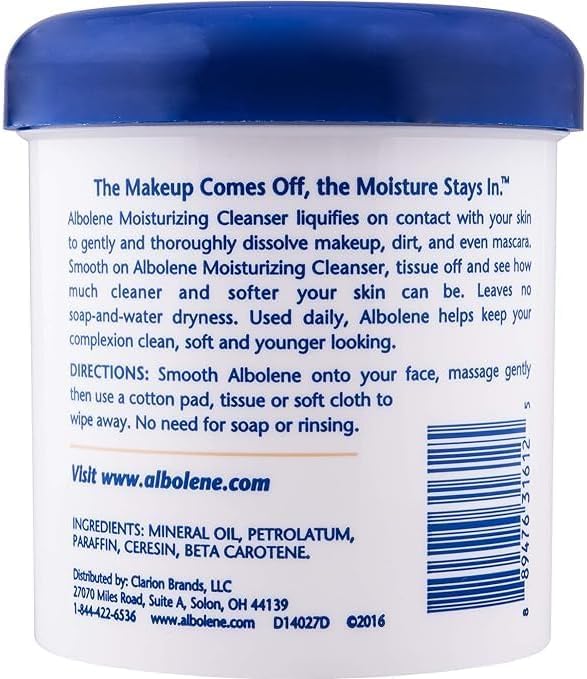 Albolene 12 oz Moisturizing Cold Cream Cleanser & Makeup Remover - Fragrance-Free for Dry & Sensitive Skin - Pack of 1