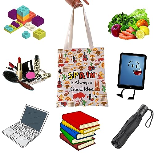 WCGXKO Spain Lover Gift Trip To Spain Gift Spain Is Always A Good Idea Zipper Pouch Cosmetic Bag (SPAIN tote)