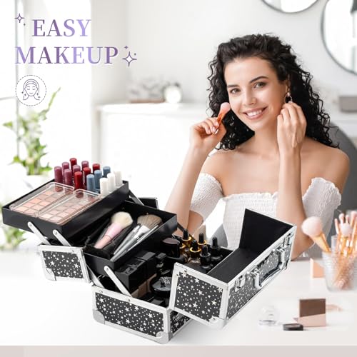 Leeora&Leekoo Makeup Train Case - 2 Trays Organizer Box