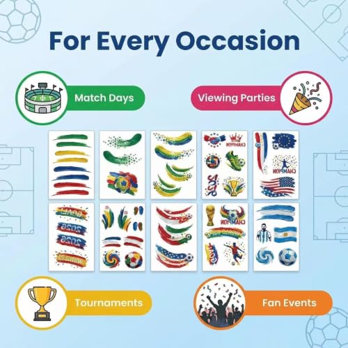 Jimmyxqw Soccer Face Temporary Tattoos Sheets - 8 Styles, Waterproof Sports Decals
