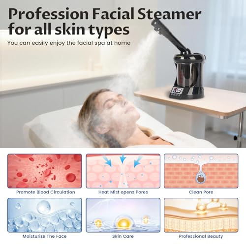 2-in-1 Hair and Face Steamer with Ozone – Personal Care at Home or Salon