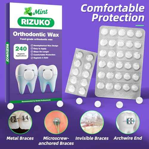Orthodontic Wax for Braces - 240 Dental Wax Dots | Hygienic Individual Wraps, Mint Flavor