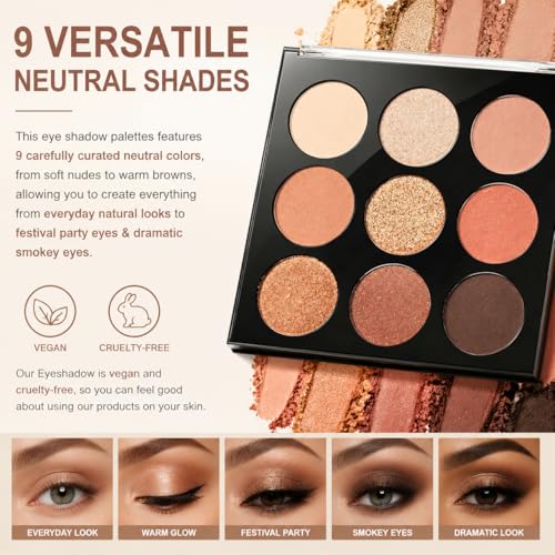Océane Neutral Eyeshadow Palette 9 Colors | Vegan & Cruelty-Free
