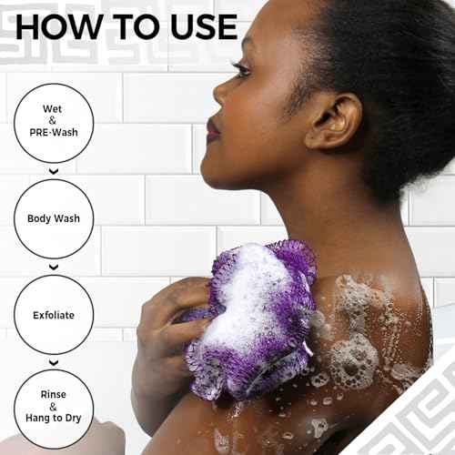 African Net Sponge Authentic - Real African Exfoliating Body Scrubber Sponge with Knots - African Net Shower Washcloths for Exfoliator - Body Care Bathing Accessories