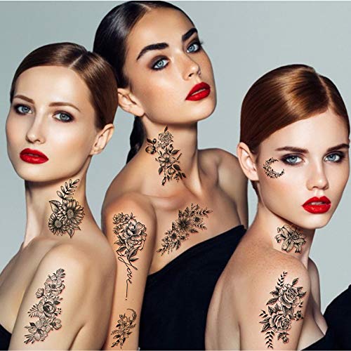 Yazhiji 40-Sheet Waterproof Temporary Tattoos Flowers