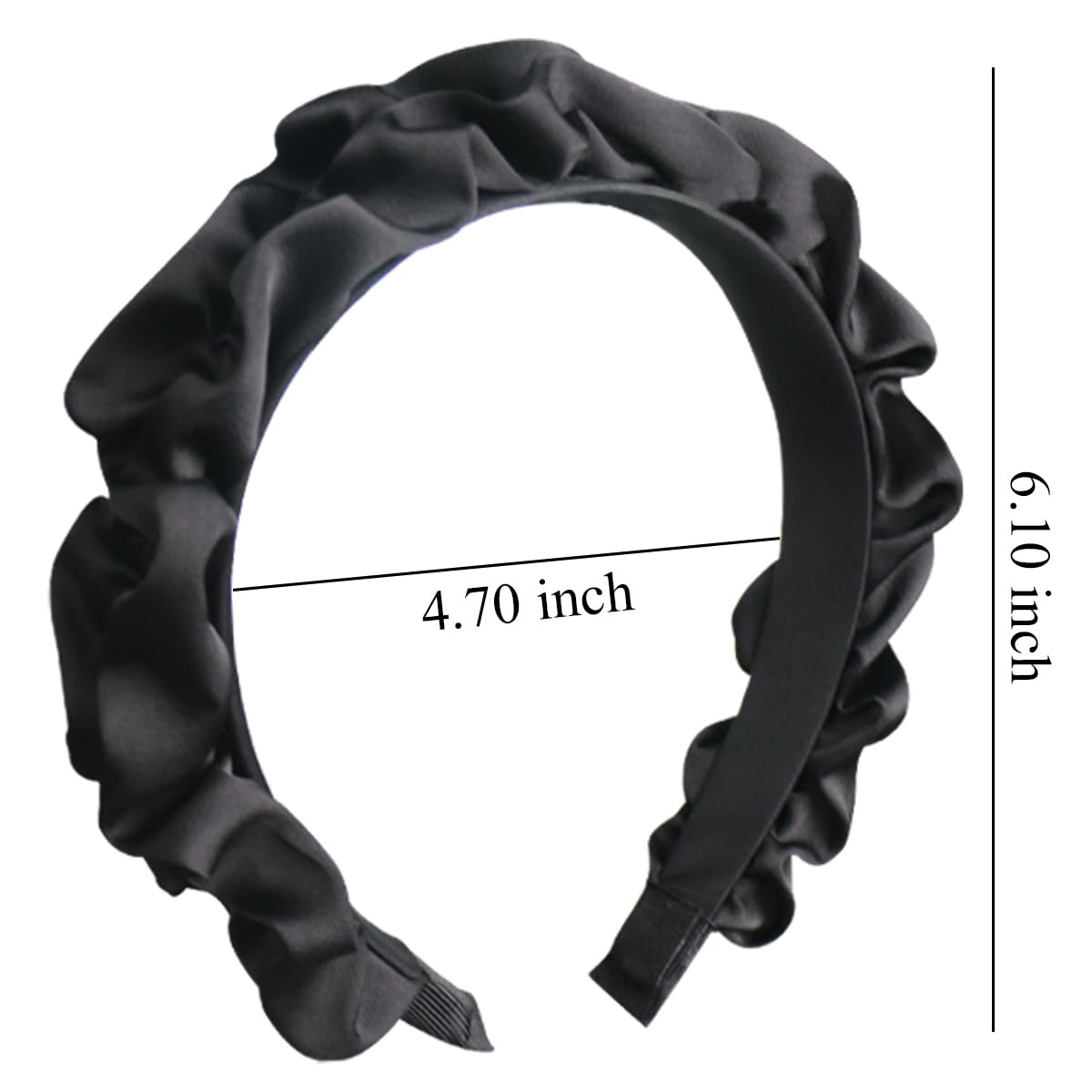 Ababalaya Black Puffy Hairband for Women - Wide Simple Headband, Soft Satin Hair Hoop for Teen Girls, Hair Accessories