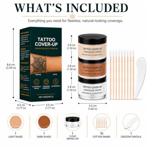 Waterproof Tattoo Cover Up Makeup Kit - 2-Color Concealer