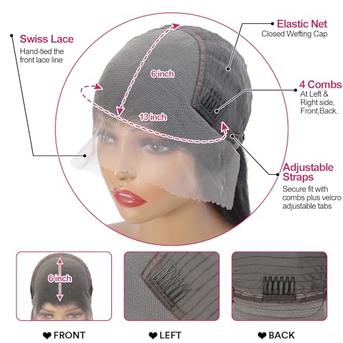 Btomar 30 Inch 200% Density 13x6 Lace Front Human Hair Wig