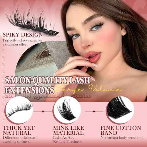 Manga Lash Clusters Volume Eyelash Clusters 192pcs Thick Cluster Eyelash Extensions 12-18mm Spiky Lash Extensions D-Curly Lashes Clusters Anime Individual Eyelashes DIY Cluster Lashes by TOOCHUNAG