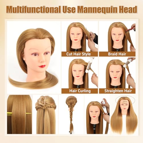 80% Human Hair Mannequin Head 28 inch with Table Clamp Stand
