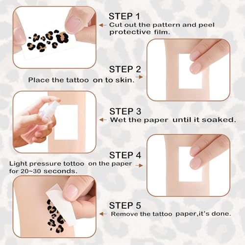 Cheetah Print Temporary Tattoo Stickers - 8 Pack Face Costume Accessories