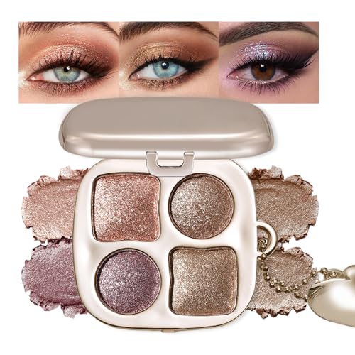 Rose Gold Metallic Eyeshadow Palette with Mirror – 4 Shimmer Shades