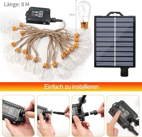 Solar String Lights - 50 LED Waterproof Patio Lights, 23 FT