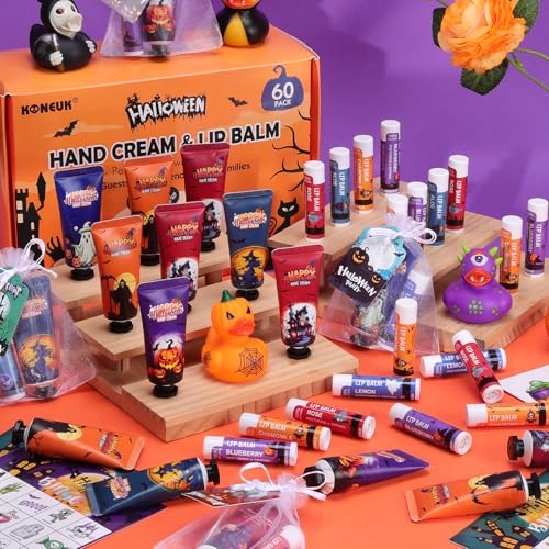 60 Pack Halloween Hand Cream & Lip Balm Set – Party Favors
