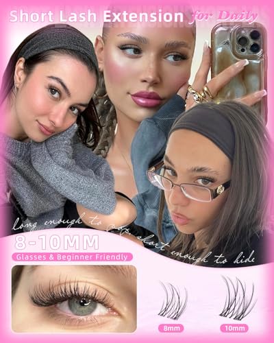 Wispy Lash Clusters 8-10mm Natural Eyelash Extensions C-Curl