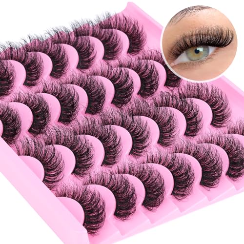 Lashes Wispy Eyelashes 6 D Volume Faux Mink Lashes Fluffy False Eyelashes 19MM D Curl Lash Extension Fake Eyelashes 14 Pairs by wtvane