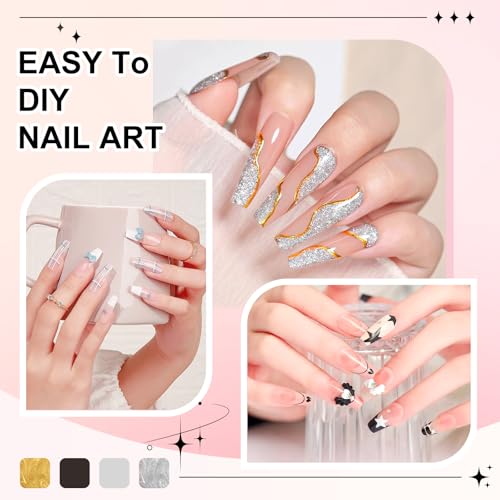 VIVAALI 4-Color Gel Liner Nail Polish Set with Fine Brush for Nail Art