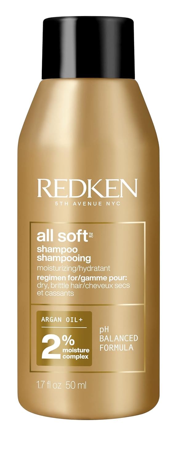 Redken All Soft Argan Oil Shampoo | For Dry / Brittle Hair | Provides Intense Softness and Shine | Travel Size | 1.7 Fl Oz