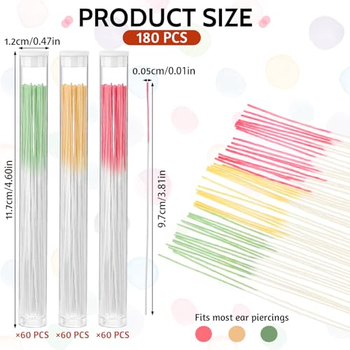 Ear Piercing Cleaner Floss Kit - 3 Colors, Disposable Ear Hole Cleaning Tool Set for Girls Women Men