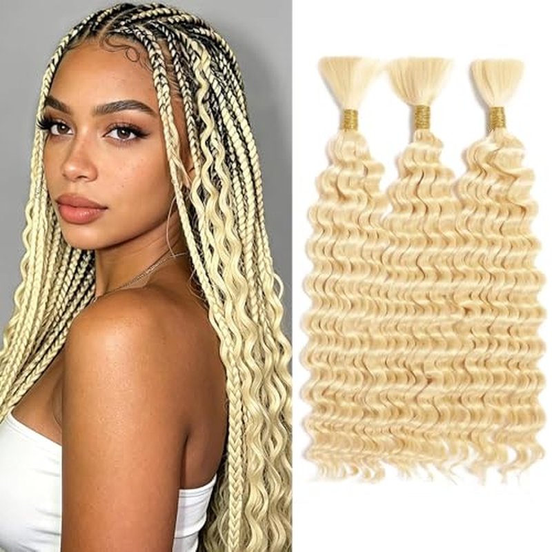 613 Honey Blonde Braiding Hair Bundle - 18 Inch Deep Wave Virgin Hair