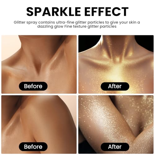 Body Glitter Spray - Holographic Gold Shimmer for Hair & Skin
