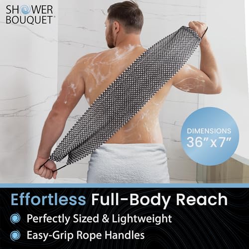Japanese Exfoliating Washcloth for Back & Body - Charcoal & Silver Ion Exfoliating Towel - Two-Sided Gentle Exfoliation