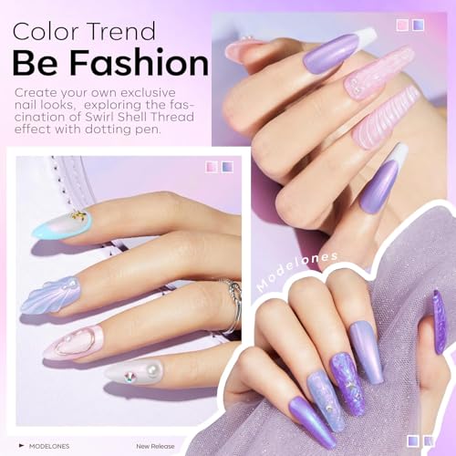 Modelones Gel Nail Polish Glitter Pearl Set - 6 Colors with Iridescent Pearl Effect