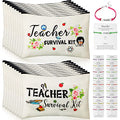Frienda 36 Pieces Teacher Appreciation Present Set, 18 Survival Kit Makeup Pouch Bag Pencil Bag, 18 Teacher Blessing Card Bracelet, Cosmetic Bag Kit for Teacher's Day, Elegant Style, 9.1 x 5.9 Inch