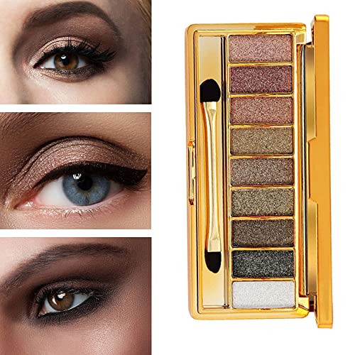 Glitter Eyeshadow Pallet Makeup Sets, 9 Colors Shimmer Sparkle Eyeshadow Palette Diamond Bright Makeup Shimmery Sparkly Glittery Highly Pigmented Waterproof Long-lasting Eye Shadow Palette