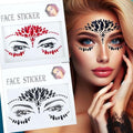 Halloween Face Tattoo Stickers 2-Pack - Black & Red Rhinestones
