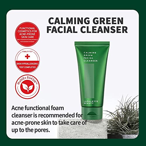 lapalette Calming Green Facial Cleanser | BHA & Green tea | Mild Cleansing Foam | Hydration & Soothing | Cruelty-Free, Paraben-Free | Korean Skin Care 120ml / 4.05 fl. oz.