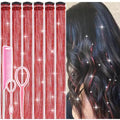 Hair Tinsel Clip In Extensions, 12 Pcs 24 Inch Red