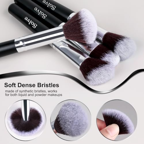 SOLVE 32-Piece Professional Makeup Brush Set with Wooden Handles