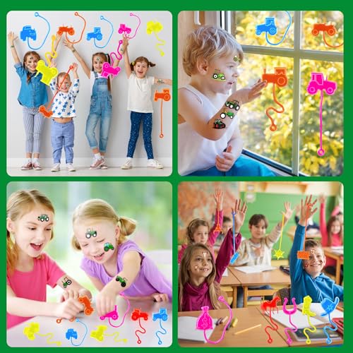48-Piece Tractor Party Favors - Sticky Hands & Temporary Tattoos