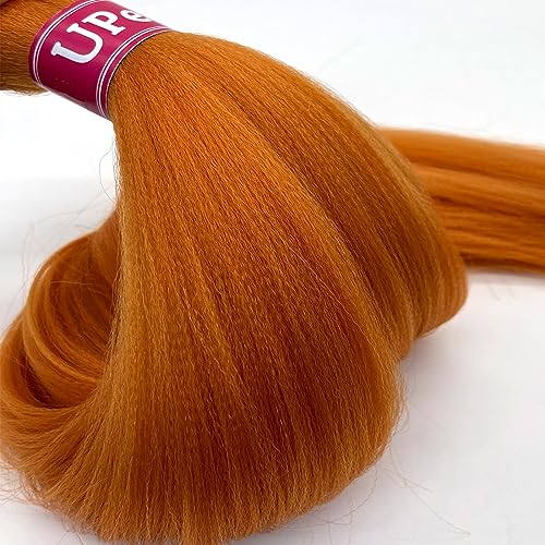 Ginger Orange Braiding Hair Pre Stretched Kanekalon Knotless Prestretched Braiding Hair 30 inch Long Colored Hair Extensions for Braiding Pre Stretched Micro Braids Itch Free Yaki Braiding Hair