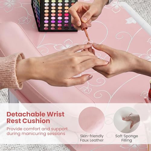 Foldable Portable Nail Table with Lockable Wheels & Carrying Bag