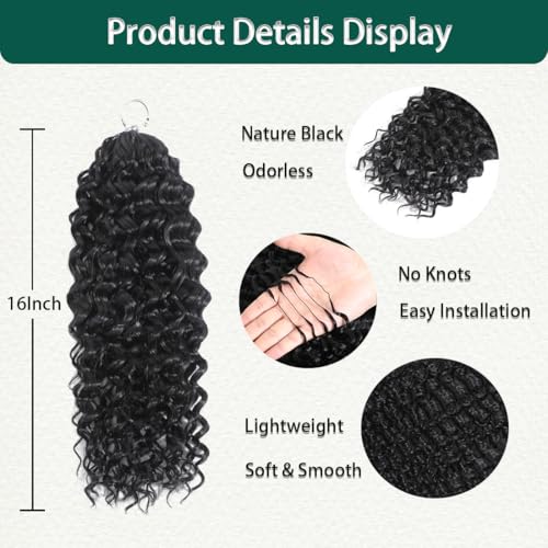 Deep Wave Human Hair Crochet Extensions - 16 Inch Knotless 60g