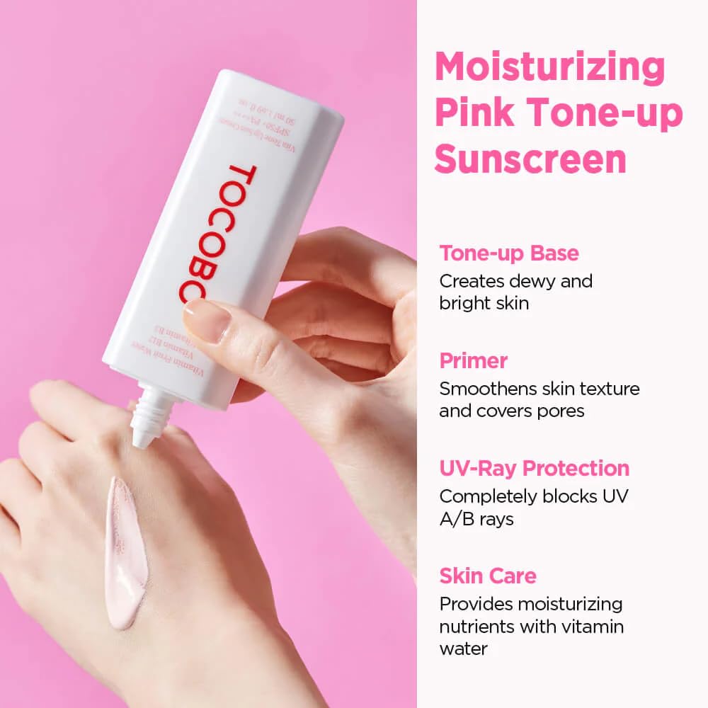 TOCOBO Vita Tone Up Sun Cream SPF50+ PA++++ 2.82oz / 50ml | Natural Ingredients Moist Vitamin Sunscreen | Vegan Sunscreen for Face