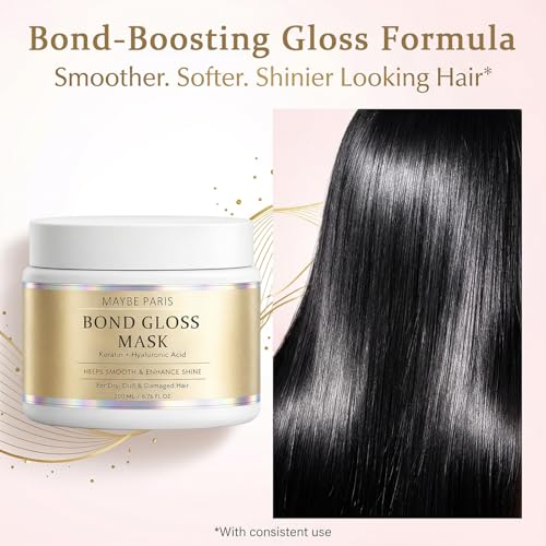 Bond Gloss Hair Mask with Hydrolyzed Keratin & Hyaluronic Acid - Moisturizing Treatment for Dry, Dull, Damaged Hair
