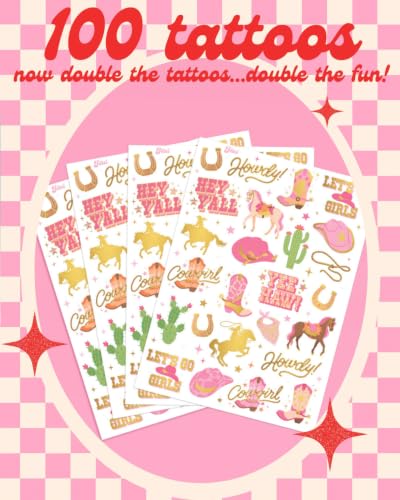 XO, Fetti 100 Gold Foil Cowgirl Temporary Tattoos | Western Party Favors