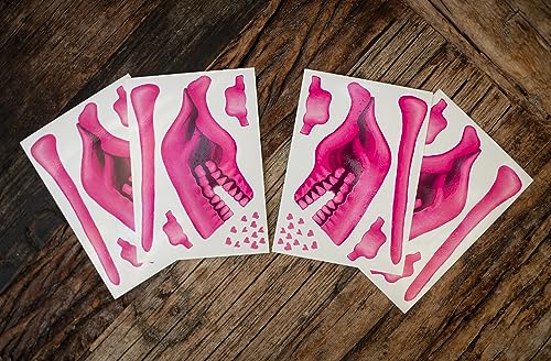 Pink Skull Face Temporary Tattoo - 2 Pack Halloween Costume