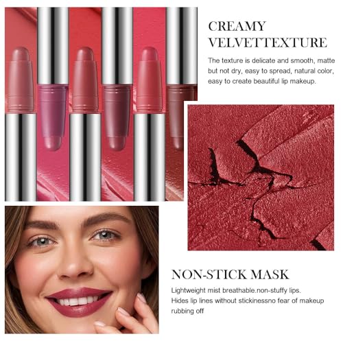 Mauve Plum Red 2-in-1 Lipstick Crayon & Liner - 24H Wear