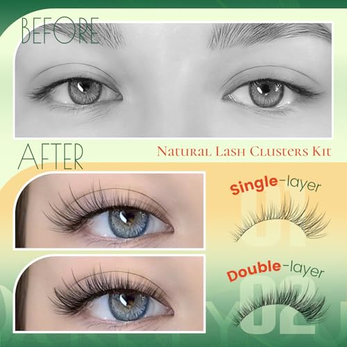 KEYYOU DIY Jungle Lash Kit Fluffy Natural Eyelash Clusters for Everyday Style