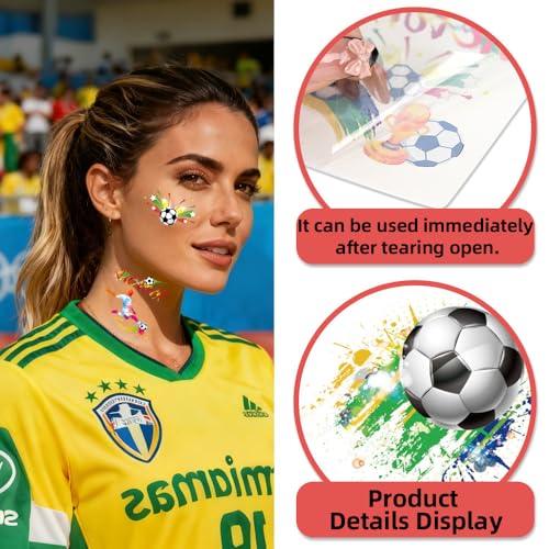 Soccer Temporary Tattoos 60Pc Face Stickers for Fans
