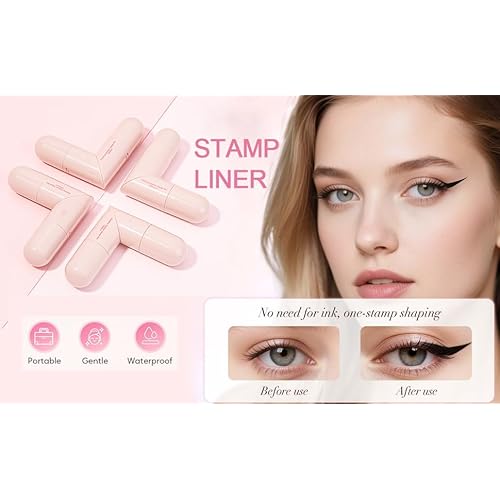 Rotating Eyeliner Stamp Pen - Winged Eyeliner Stamp for Perfect Winged Cat Eye, Dual-ended Wing Liner Stamp with Liquid Eyeliner, Waterproof & Smudge-proof, Quick Dry Eye Wing Stamp for Beginners